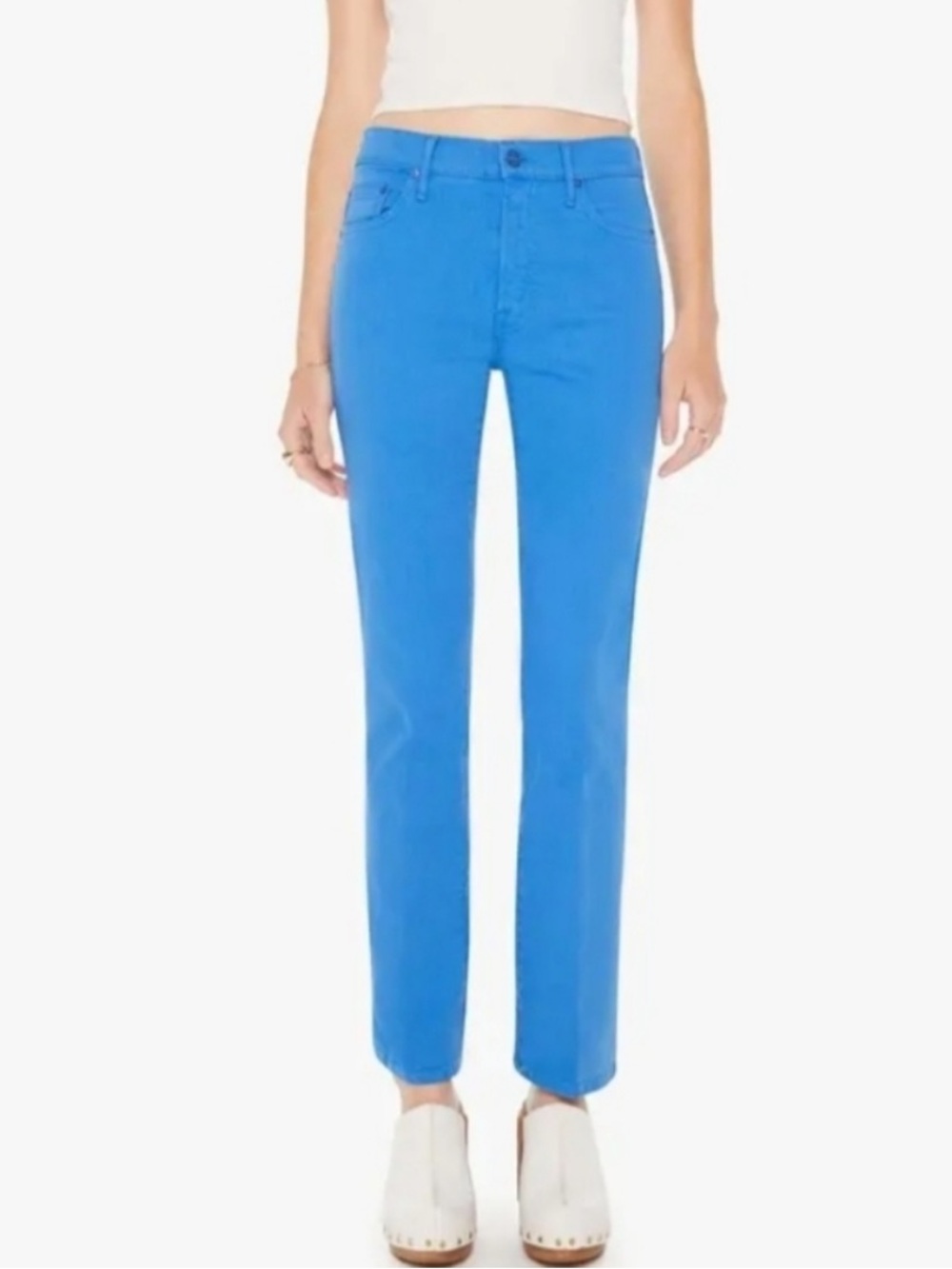 MOTHER The Insider Flood High Rise Boot Cut Jeans Princess Blue Denim Women’s 31